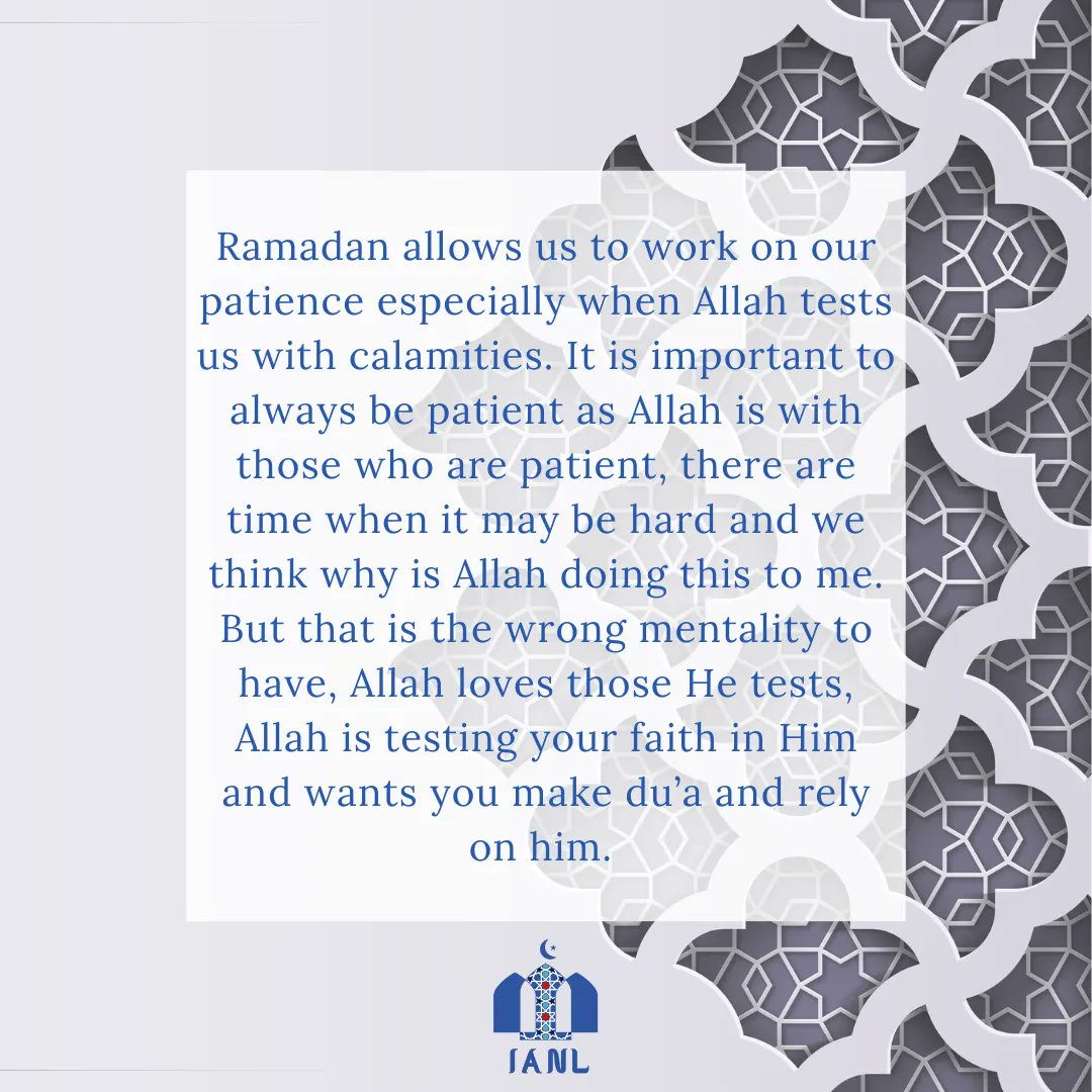 finchleymosque's tweet photo. The art of patience during Ramadan extends beyond just the physical act of fasting. It also involves being patient with others, forgiving those who may have wronged us, and striving to become better individuals.#ramadan2023 #ramadan #finchley #london #fasting #ianl https://t.co/luXpa4hKX7