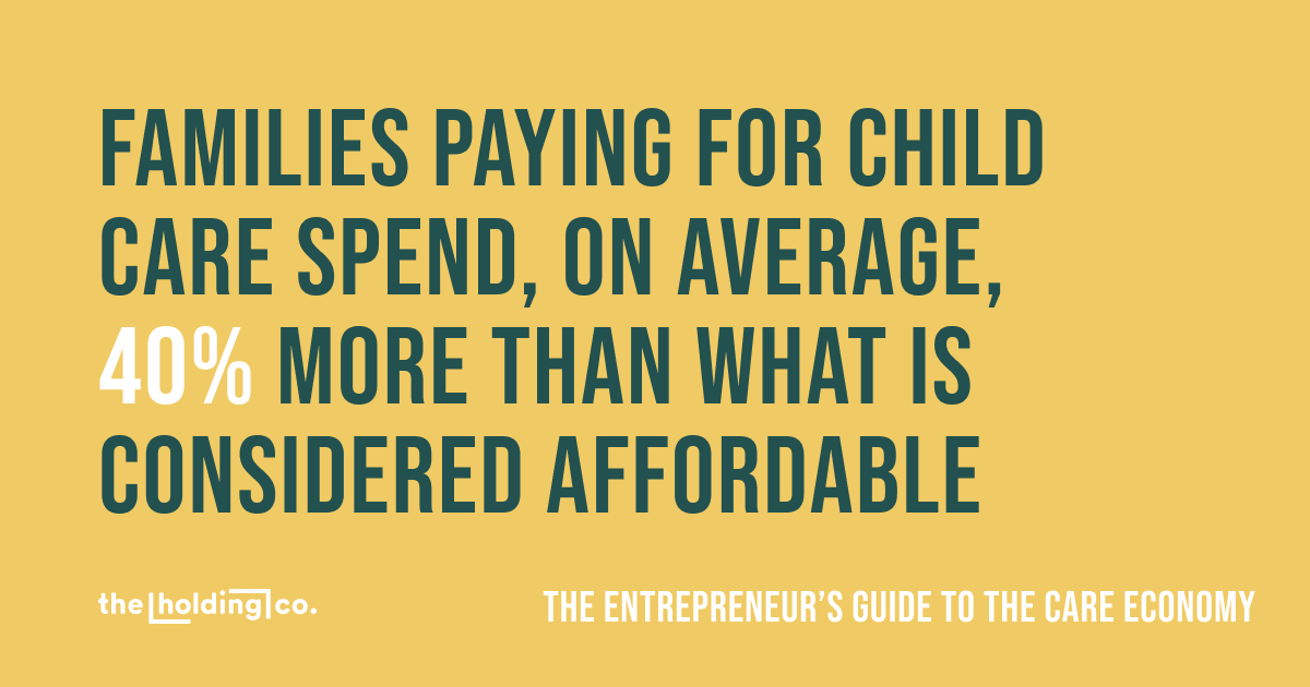 the_holding_co's tweet photo. On average, families paying for child care spend 40% more than what is considered affordable. That’s where a variety of other #CareEconomyPayors come into play. 

Learn more from @the_holding_co’s new report: https://t.co/UEyHfN1KP7 #careeconomy #investincare https://t.co/jsSl034wKZ