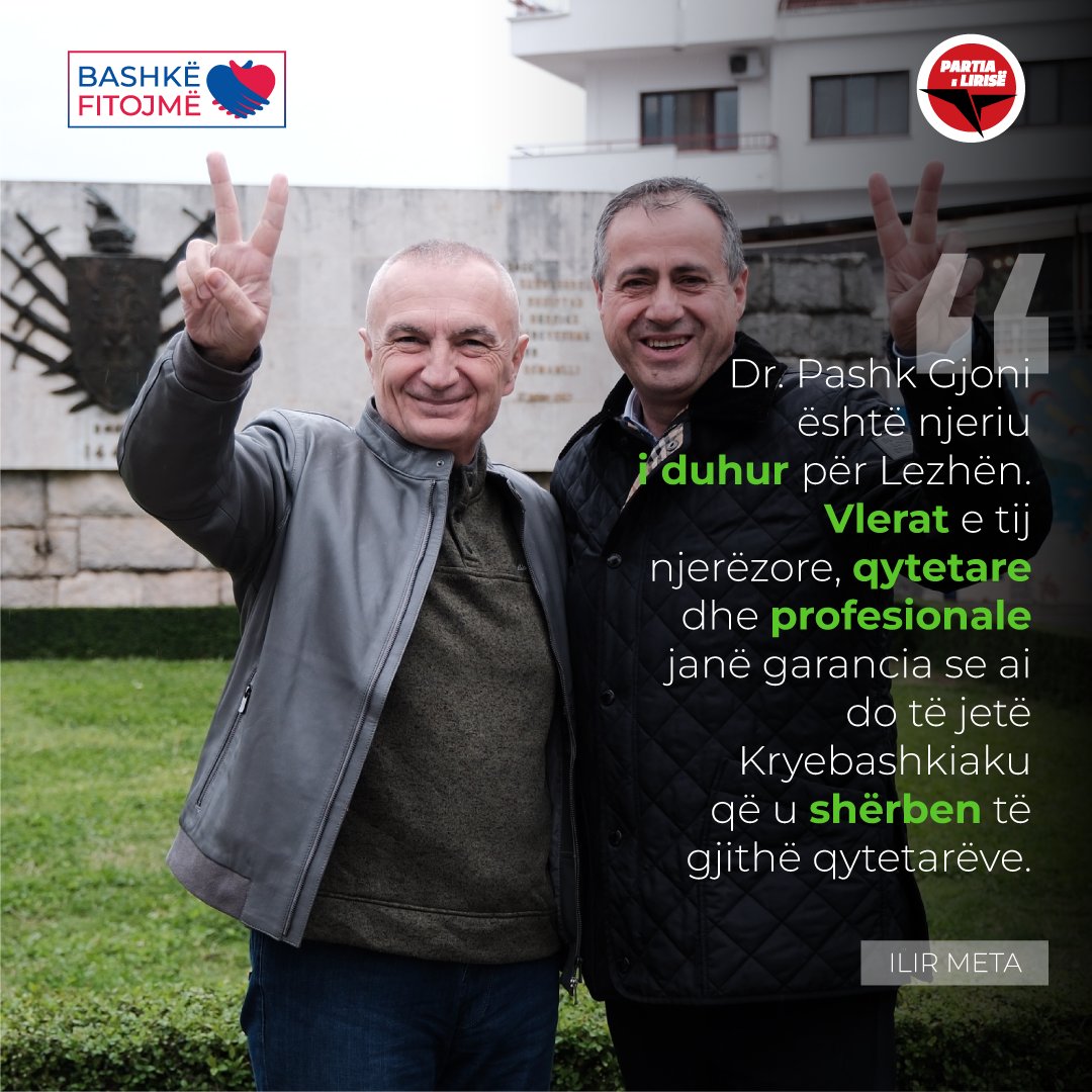 ilirmetazyrtar's tweet photo. Dr. Pashk Gjoni, Ndryshimi për Lezhën!
Bashkë🤝Fitojmë!✌️🇦🇱
#PartiaLirise #BashkeFitojme #Lezha #14Maj #NdryshimMeCdoCmim https://t.co/ZyIf7br7QJ