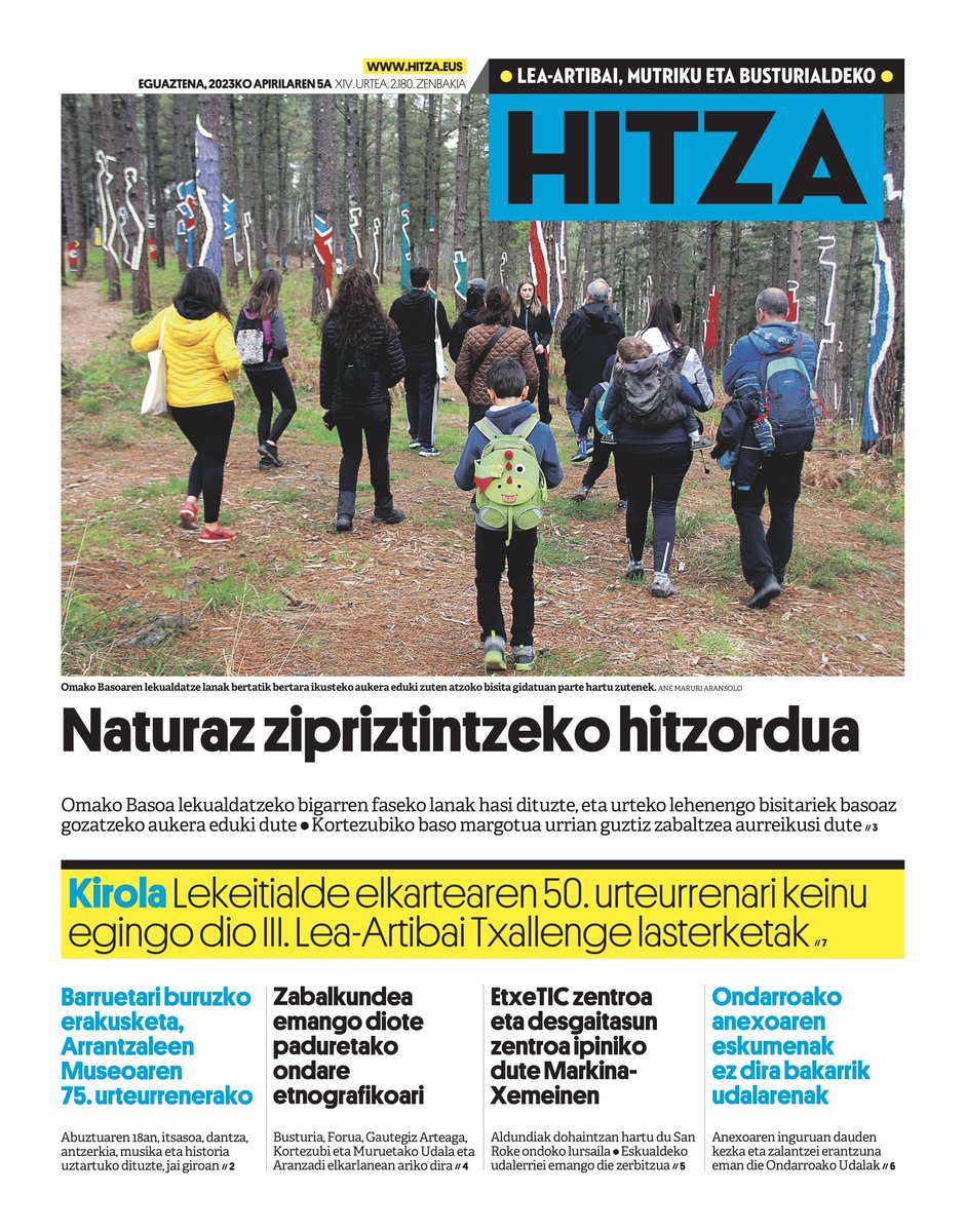 HITZAbusturia's tweet photo. 🗞GAURKO AZALA [apirilak 5, eguaztena]

🌲🎨Lehen bisitariak, Omako Basoan @kortezubizi

🎂Arrantzaleen Museoak 75 urte @BizkaiaKultura

🏞#Urdaibai Paisaia, historia, kultura eta ingurumen azterketa zabaltzen

🏣EtxeTIC @MarkinaXemein

📌@UdalBarriak

🚵‍♀️Lea-Artibai Txallengea https://t.co/YrY19y8LZR