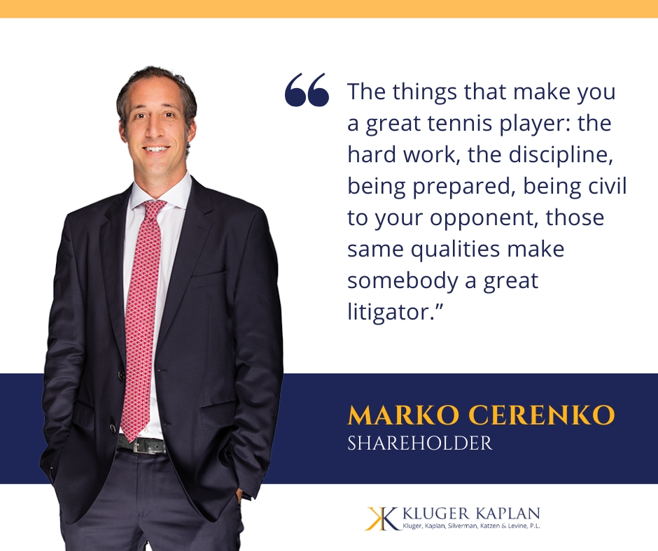 ToddLevine10's tweet photo. RT KlugerKaplan: “The things that make you a great #tennis player: hard work, discipline, preparation, being civil to your opponent, make somebody a great #litigator." #KlugerKaplan’s Marko Cerenko brings his skills from the #tennis court to the #courtro… https://t.co/XM8BIMf7d5