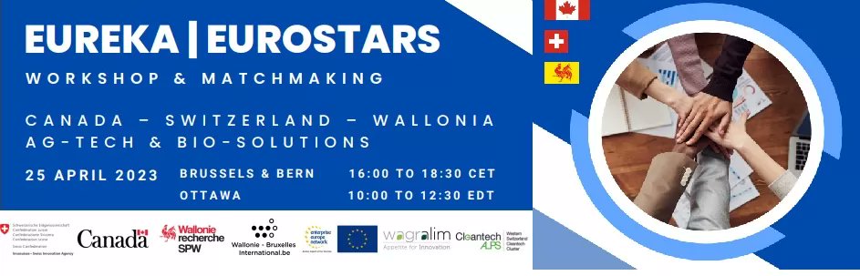 🌱Are you an #Agtech or #BioSolutions company looking to drive your innovation forward? Register for this international matchmaking event co-led by Canada, Wallonia, and Switzerland.

Date: April 25, 2023
Time: 16:00-18:00 CEST (10:00-12:30 EDT)
Register: lnkd.in/ey98_HhQ