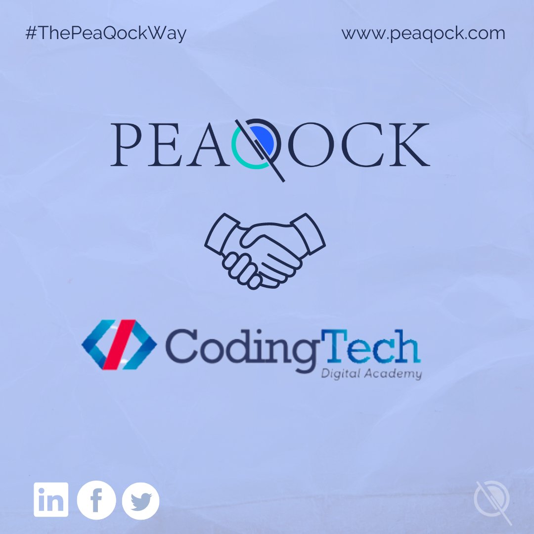 PEAQOCKOFFICIAL's tweet image. [PARTNERSHIP🤝] PeaQock X CodingTech Digital Academy
✍️ We are pleased to announce that PeaQock is an official partner of CodingTech Academy.
 #ThePeaQockWay #CodingTech #coding #learningbydoing #training #talentsupport #socialaction #CSR #SDG #digital