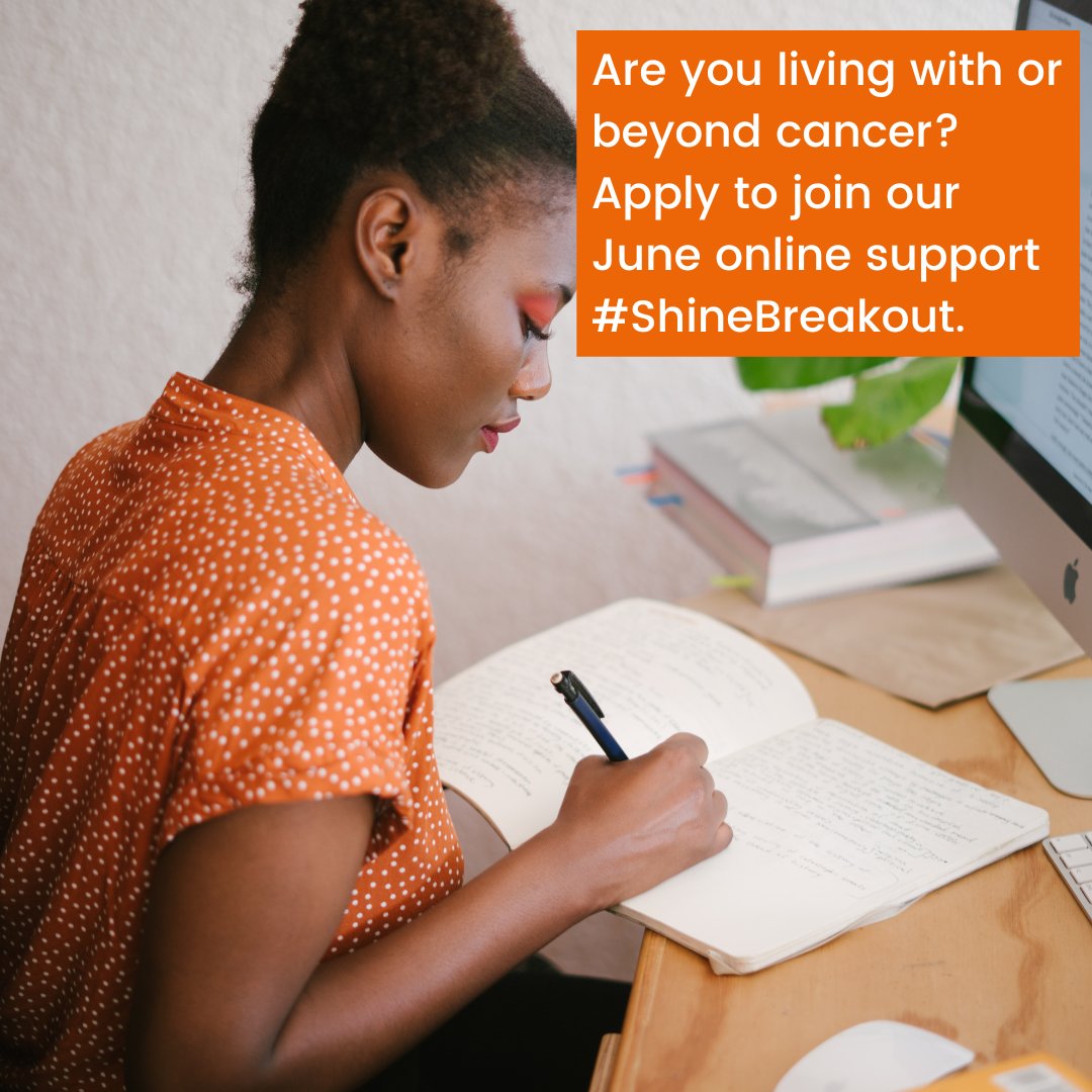 ShineCancerSupp's tweet photo. Our June #ShineBreakOut support is now open for you to apply. 6 weeks of sessions to help you coping with all you're going through after a cancer diagnosis & to connect you with others who "get it"
✨ https://t.co/d8VKf6NCDA
#c ancersupport #youngadultcancer #cancer #NoOneAlone https://t.co/c3qDpXjQfD