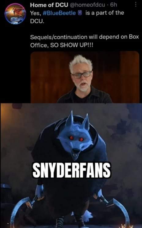FullCircleZSJL's tweet photo. Meanwhile at WBD:
Reporter: Sir, #Shitzam2 flop!
Boss: It can't be!! That fiLm faNtasick. Agghh, tHose miNority #SnyderVerse fans!!!
Intern: So, we now #RestoreTheSnyderVerse?
Boss: I got a much better idea ๐คก everyone plzzzzz show up. Pretty please ๐๐๐ https://t.co/ustrP6v8Hp