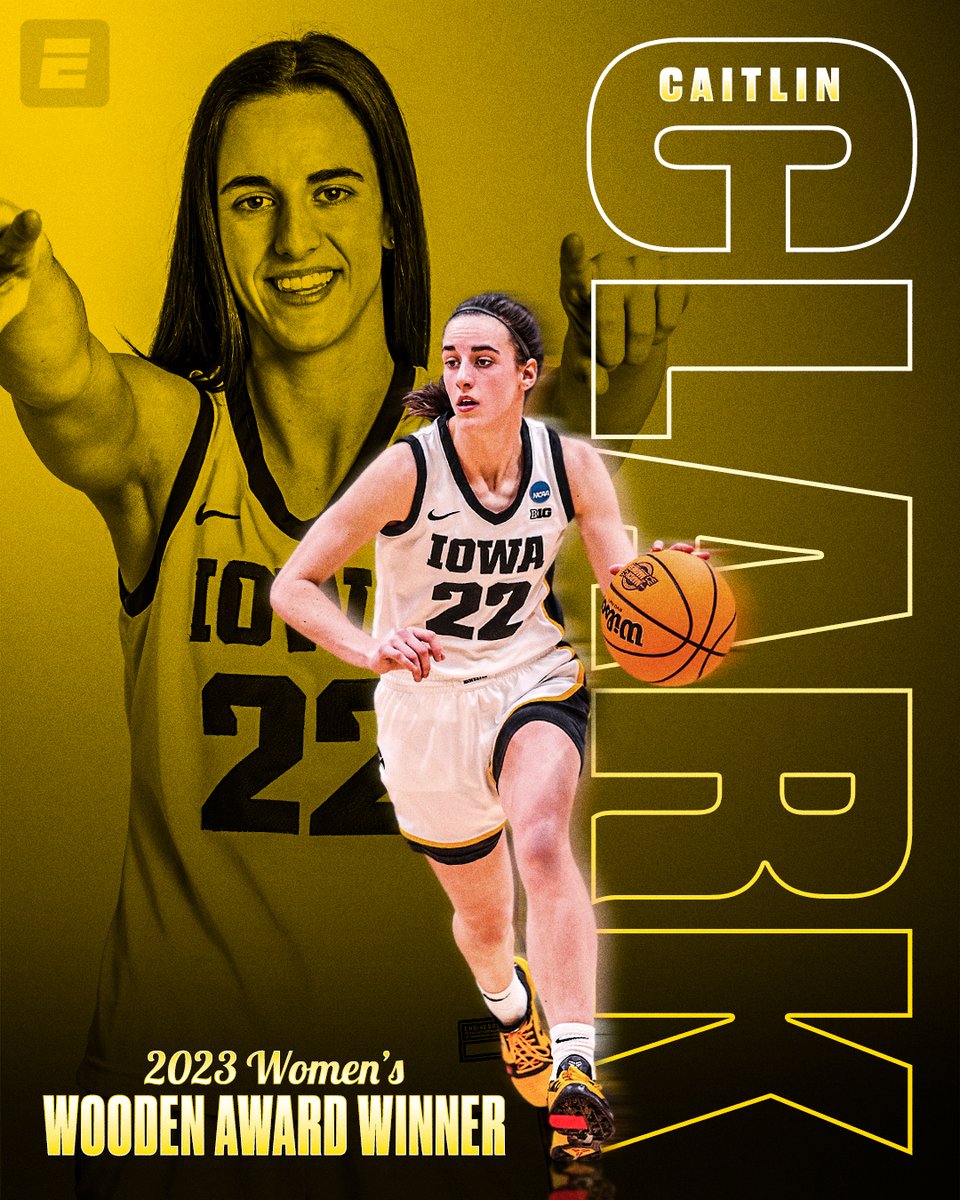 Caitlin Clark has won the 2023 women's Wooden Award as the national player of the year after her record-breaking season 👏 

<a href="/IowaWBB/">Iowa Women's Basketball</a> | #ThatsaW