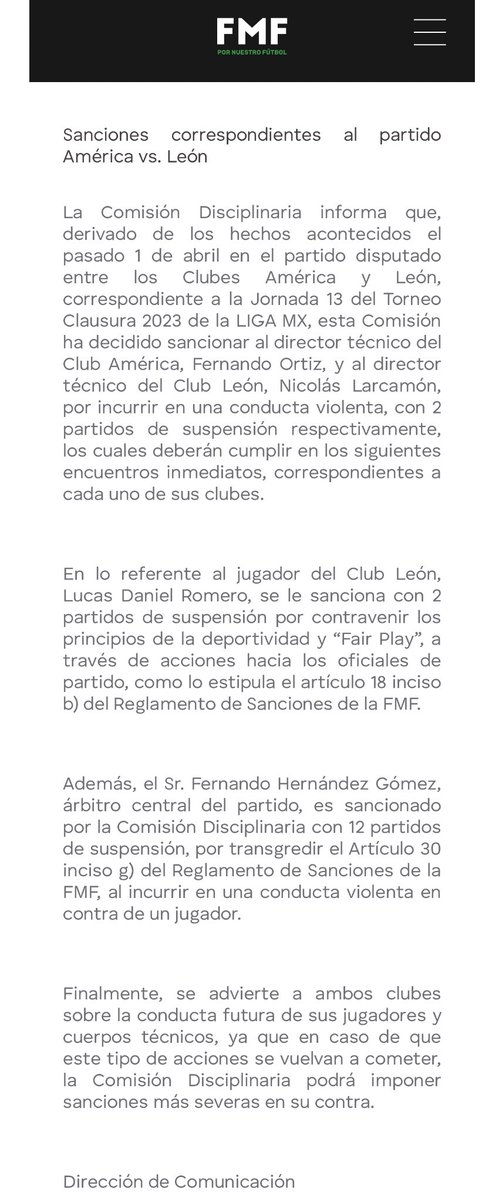 adriana_fdz's tweet image. La #ComisionDisciplinaria anuncia los castigos para #Larcamón #Ortiz  #LucasRomero 2 juegos suspendidos y #FernandoHernández 12 partidos suspendido