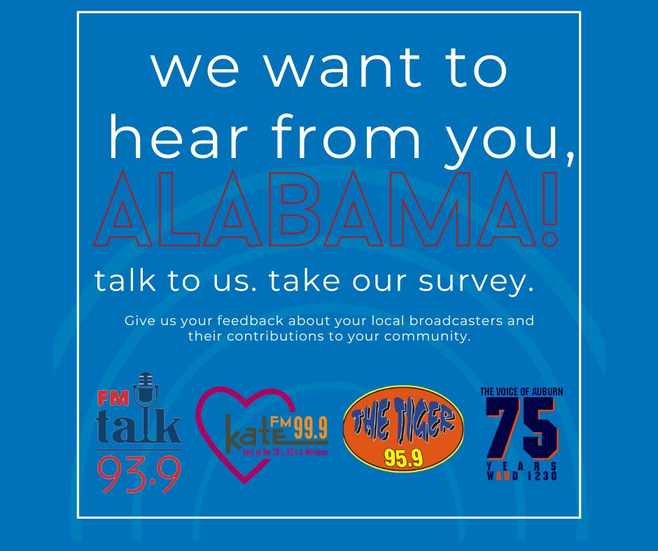 We're looking for help, Alabama! Take a quick survey to help local stations better serve you.

bit.ly/3GcuCZV