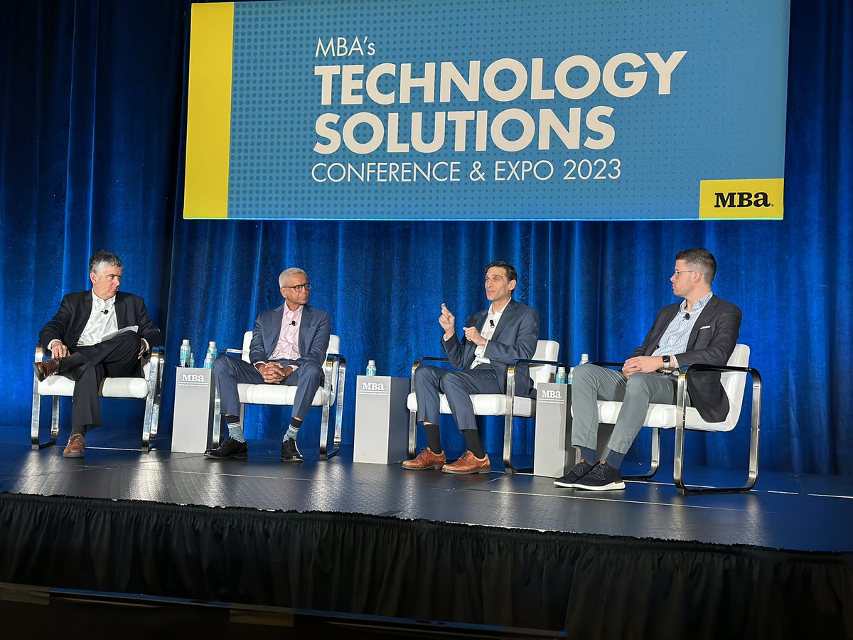 MBAMortgage's tweet photo. Keep your ear to the Street… Wall Street that is. The #MBATech23 General Session featuring leaders from Wall Street was definitely the place to be to keep your pulse on everything that’s happening now in the industry. https://t.co/pnNJvB9ebb