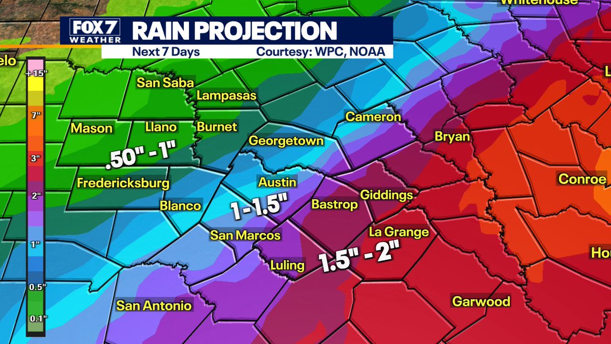 zackshieldsFOX7's tweet photo. Still looks like a good soaking rain is heading this way with the heavy rain shifting a little more to the east. #FOX7Austin #atxwx #txwx #futurerain https://t.co/fR9UU0EFm4