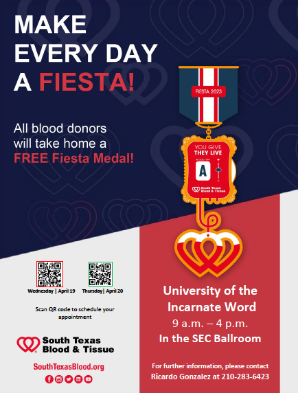 uiweccl's tweet photo. It's April and our Spring Blood Drive is almost here! Use the QR code to sign up, reserve your appointment today, and contribute to a great cause! We hope to see you there! #uiw #eccls #bloodrive https://t.co/dFlB5gVPp7