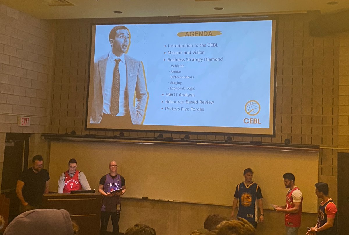 kywasser's tweet photo. A familiar face during 413 final presentations profiling the @CEBLeague 😊 @coachvic_NRL #CEBL @UWRecandLeisure https://t.co/tubWuHEEFp