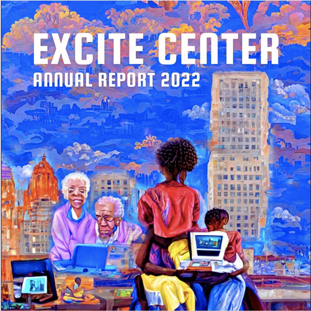excitecenter's tweet photo. Our 2022 Annual Report features AI generated artwork inspired by our community facing digital equity work. Read the report and learn more about the innovative programs and projects led by our faculty, students, and staff. https://t.co/ZhITcv3TvW #annualreport https://t.co/zmpvieIpnA
