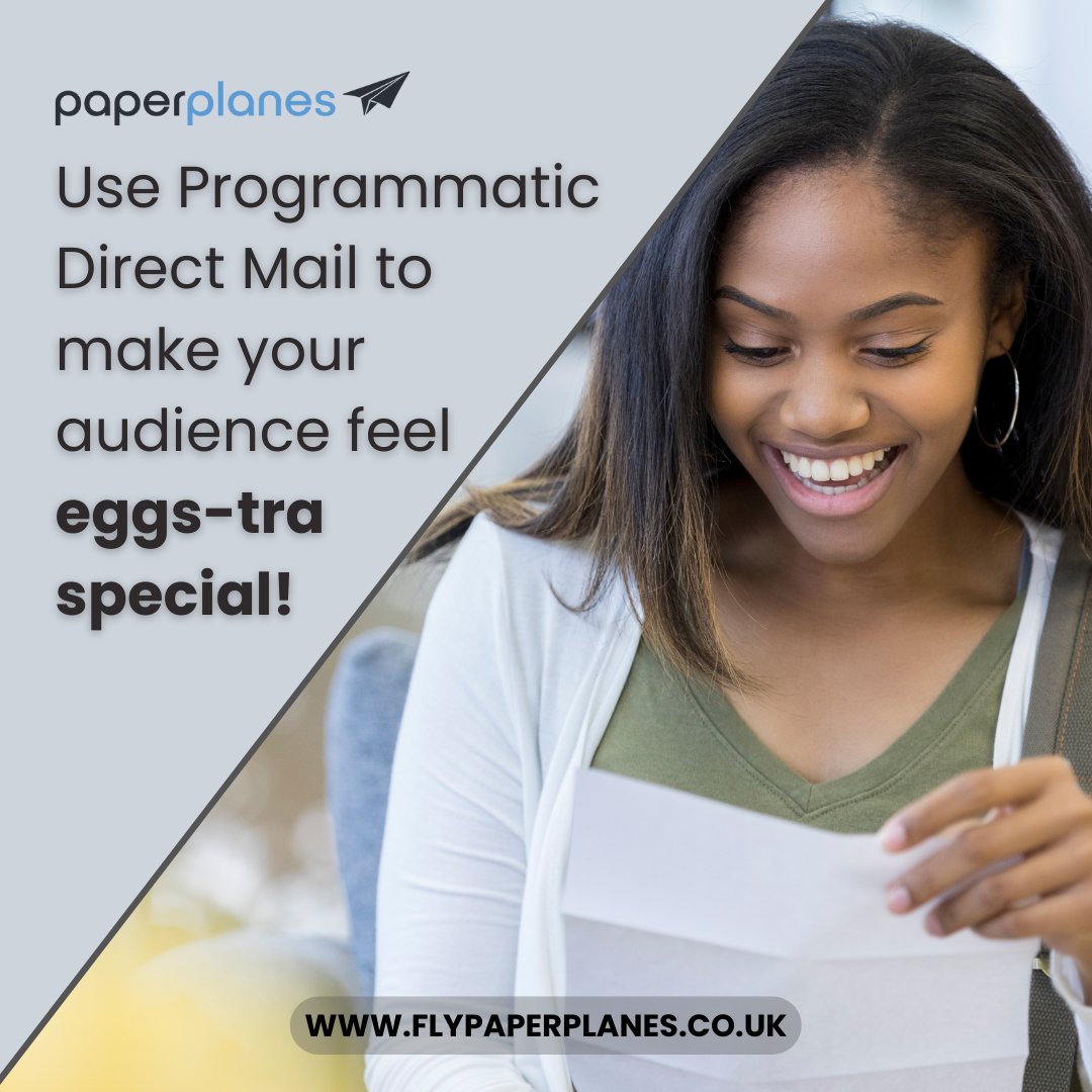 Fly_Paperplanes's tweet image. 📬🐣🥚 Ready to make your Easter marketing campaigns eggs-tra special? 🌷🐰 

Use programmatic direct mail to deliver creative messaging that will leave your audience hopping with joy! 🎉

#easter2023 #Paperplanes #ProgrammaticDirectMail #DirectMail #Personalised #HappyCustomers