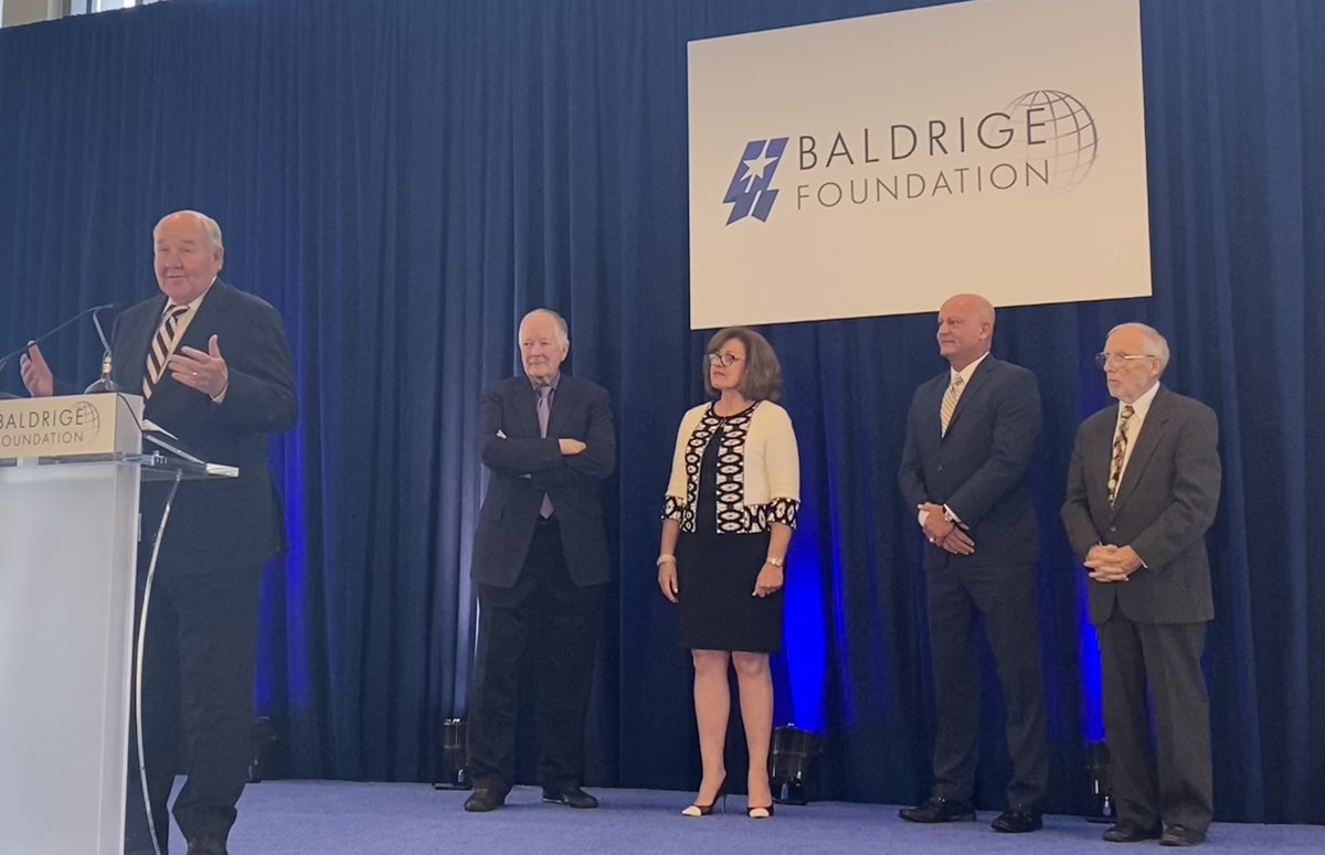 Celebrating excellence at #BaldrigeQuest: congratulations to Lowell Kruse, Rick Norling and Stephanie Norling in receiving the <a href="/BaldrigeFdn/">Baldrige Foundation</a> E. David Spong and Foundation Leadership Awards.