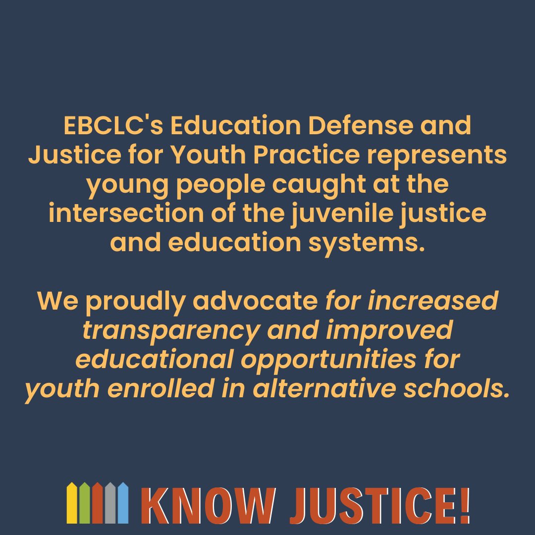 EBCLC is proud to share Decoding Alternative Education. Co-authored with @ACLU_SoCal and @NCYLnews, the report aims to inform families and advocates as we demand more transparency for youth in COE-run alternative schools.   

Read the full report here: rb.gy/ii1vmv
