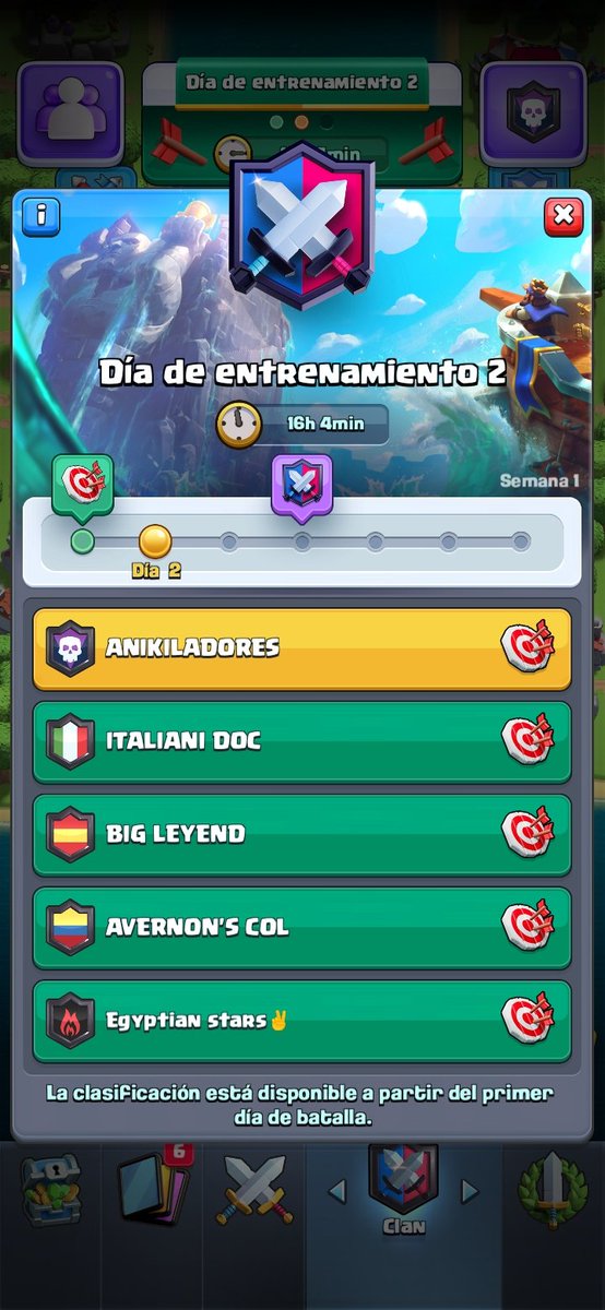 Estos serán nuestros rivales de las próximas semanas de guerra. Estamos preparados para seguir con la racha. 🔥🔥📈📈#GoAnikiladores #GuerraDeClanes #ClashRoyale #CashRoyale #ClanInternacional #ClanTop #ClanDeEspaña