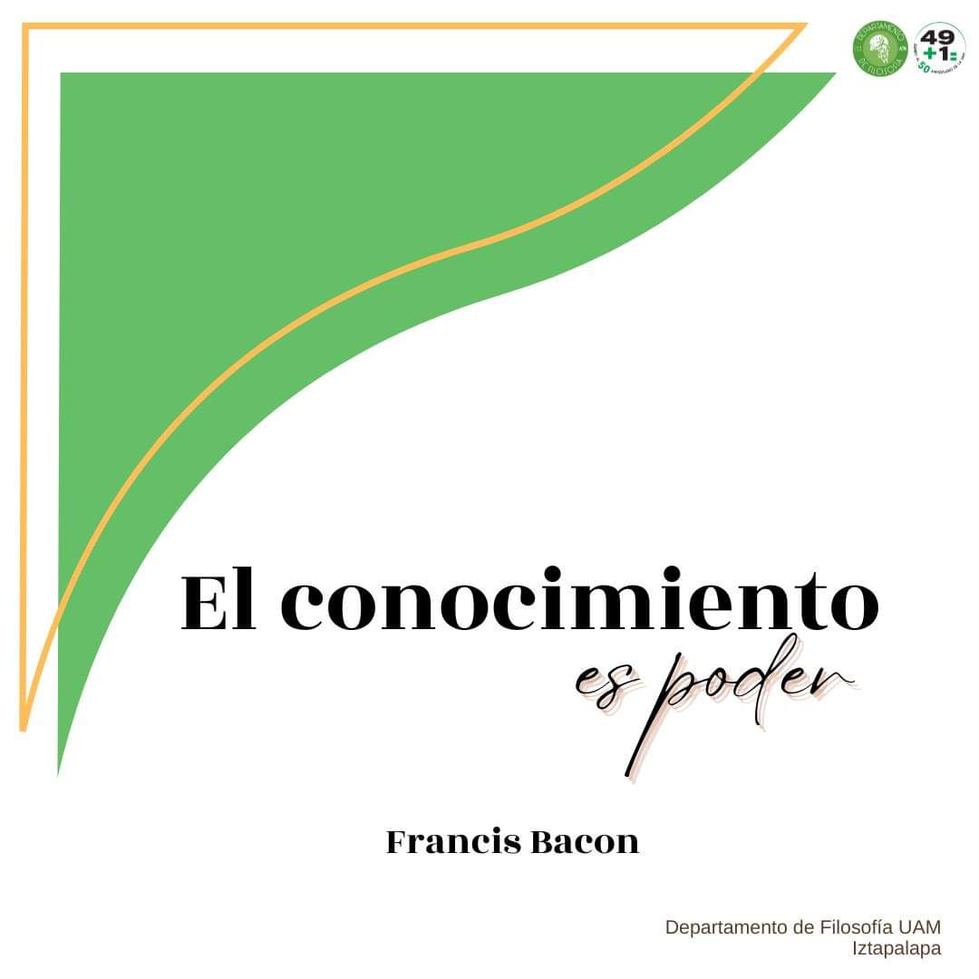 DeptoFilosofia's tweet image. Sin duda, el conocimiento sobre algo nos brinda diferentes opciones de afrontar situaciones que se nos presenten. 

#Frasedeldía
#conocimientoespoder