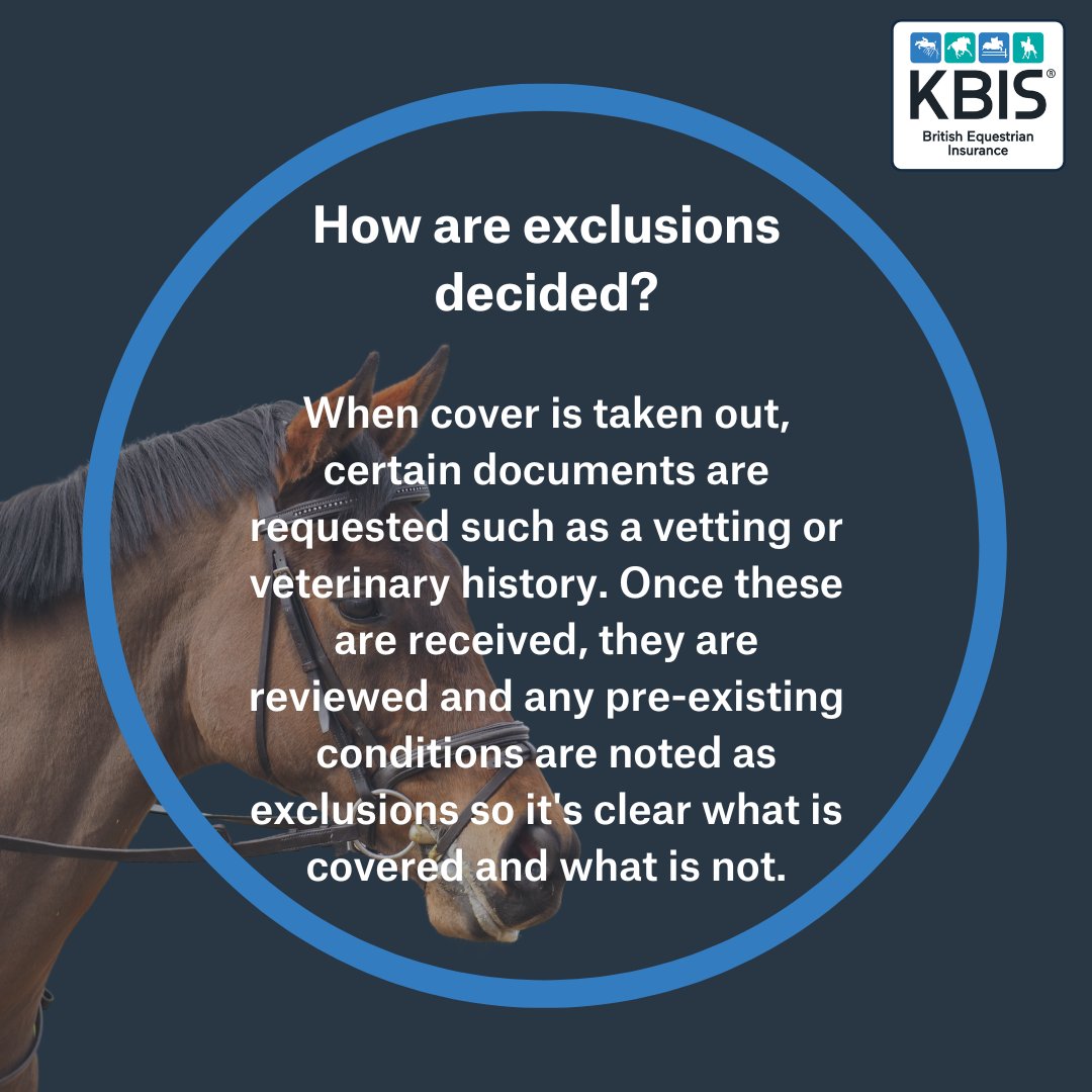 Do you have a query about an exclusion on your horse’s insurance policy? This should help to explain all 

And there’s more at bit.ly/Understanding-… #insurewithKBIS