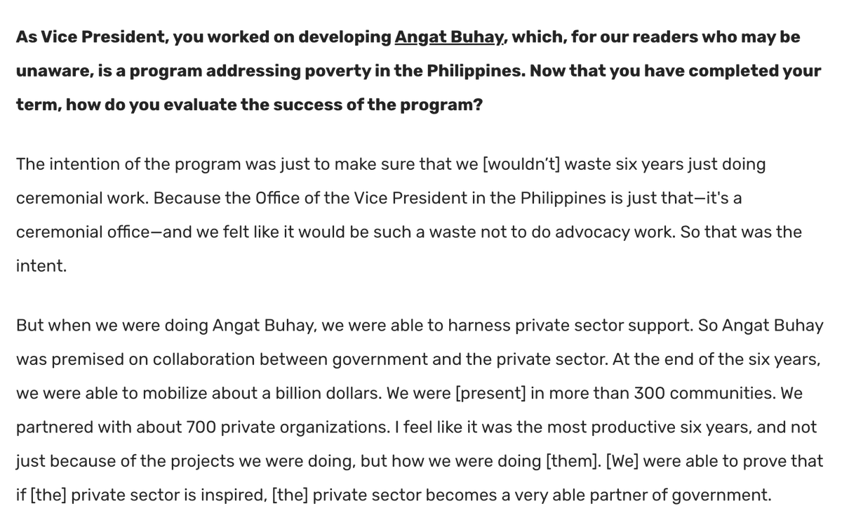 tsuperdaddy's tweet photo. $1B anomaly in Angat Buhay Foundation revealed?

Good Morning ❤️💚❤️💚❤️💚❤️💚

Now that I got your attention, let's look at the facts and let's read some articles and get to the bottom of $1B.

Everyone loves or hates Leni Robredo, former VP, private citizen, now President of Angat Buhay aka Angat Pinas and to most netizens, she's either the leader of disinformation or the spokesperson of anti-disinformation group.

Facts first:
✅ "Angat Buhay was developed by OVP to do advocacy work"
✅ "Partnered with 300 communities and 700 organizations"
✅ After June 30, 2022, Angat Buhay became Angat Pinas, NGO, with Angat Buhay as primary organization and other Angat - something as part of the advocacies
✅ Leni claimed 7000 deaths in Du30 drug war in an interview in 2017.  To date , those numbers have not been proven.

Propaganda or Truth?
✅⁉️ "about $1B was mobilized by Angat Buhay during the 6 year term of former OVP." That's roughly Php 50 Billion worth of donations. P8.3B a year worth of AB projects to help the poor, the sick, the elderly, the marginal societies.
✅ ⁉️"Leni Leaks where OVP email was used to promote the "Oust Du30 movement" and funded by Robredo benefactor
✅⁉️ "Naga Leaks" where Jessie Robredo found evidence of Aquino personalities involved in drug anomalies and his whole clan, the Chinese Villafuerte Clan involved in drug business in Naga
✅⁉️ "Inheritance Leaks" where Robredo's parents left Robredo children a total of Php 24 to 32Million. Based on her SALN of P8M inheritance.  Netizens question the government employee and teacher parents having accumulated wealth of P32 M  cash plus lands and vehicles over 40 years of service.

✍️✍️ Yolanda total donations was P41B per UNOCHA. If AB had P50B, how much was really disbursed, spent, or accounted for. That's P8B a year. We need to get more facts to believe Harvard International Review who published the article in Feb 2023 or get @lenirobredo to confirm or @angatbuhay_ph to make a statement on the total donations
✍️✍️ Had the P1B been true? What were the motives? Who were the benefactors? Am I crazy to believe that donations were from the democrat friends of @LoidaNLewis , powerful friends of @mariaressa and the @dnc,  the European leftists group trying to meddle with PH politics, @OmidyarNetwork  - all of them joined hands to start a "political campaign favoring their anointed leader? It's certainly a stretch but we need to get this $1B donations cleared because it raises a red flag.
✍️✍️ Leni leaks and Naga Leaks are still out there and if these were just plain rumors, these needs to be quashed if false and if true, heads should roll.
✍️✍️ Leni, Inheritance of Php 8 means that her brother in Canada, sister in the US and a reported sister in the PH would make a total of P32M inheritance by the magistrate's children? Unless the Robredo children already received their inheritance when dad passed away and now only Leni gets her share on her own. Which is highly unlikely.
✍️✍️ Latest news indicated that Leni visited Australian Embassy to seek partnership with the Australian government and Angat Buhay. 

❤️💚❤️💚It's nice to have someone who follows through and have due diligence to get things done but the question is - at what end?

If you have an average of P8.33 Billion in donations during the six year term as VP, what were the total donations to date? What happened to the momentum? Is this another Ningas Kugon? 

Is AB sustainable at all? Are contributors done and gone because she failed to win the elections and get the citizen's trust or the voters nod?

I strongly believe that half of those donations, if they were indeed donations to AB, were given to support the early campaigning of Leni Robredo.

Call me insane. Call me names. I've seen a lot of advocacies and we've all seen how they are abused or used as springboard to money laundering or politicking or this time, it was campaigning for an "undeclared candidate" for the May 2022 elections.

Talo si Leni.😂😂