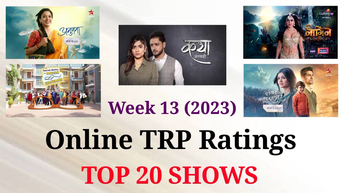 Online TRP Week 13 (2023) : TOP 20 Shows
#onlinetrp
youtu.be/zKQc8Q_W4j4