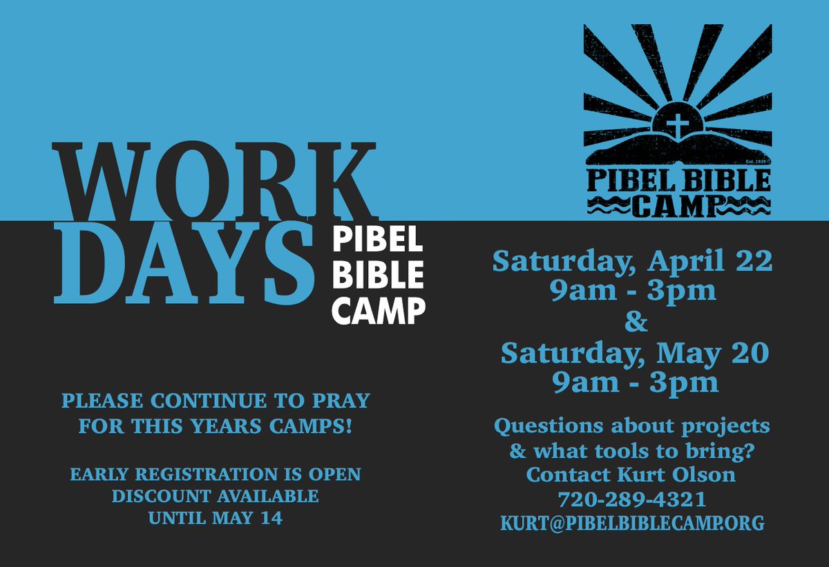 Preparations on the grounds for camp are taking place!  Two specific dates are April 22 &amp; May 20.  If you have other days you would be able to help contact Kurt Olson to see how!