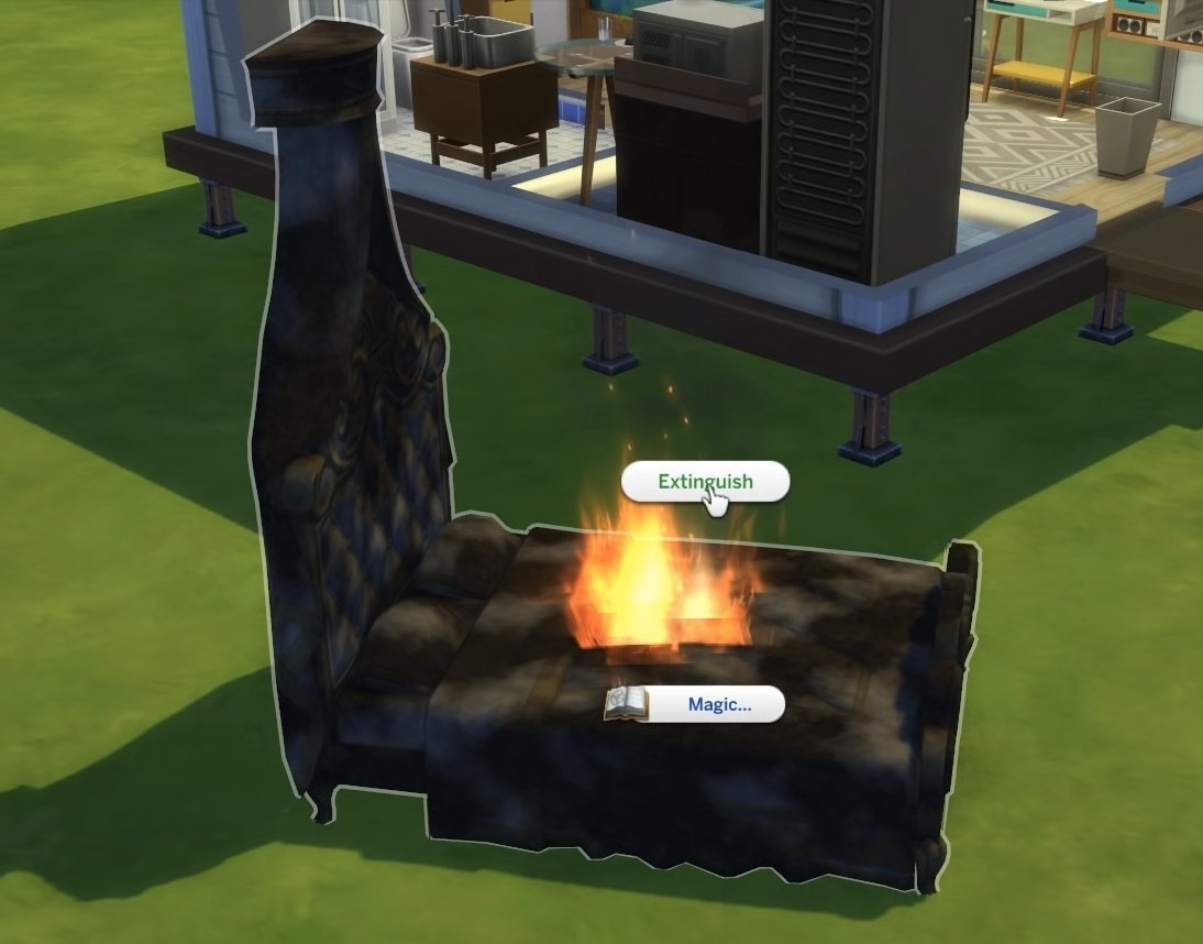 onlyabidoang's tweet photo. Fun fact: You can do magical insurance fraud in The Sims 4
1. Be a spellcaster
2. Buy an expensive object
3. Cast "inferniate" on it then extinguish it once it's burnt
4. Get the insurance money (40% of the original price)
5. Cast "repairio" on the burnt object
6. Repeat step 3-5 https://t.co/KZcbfut1k0
