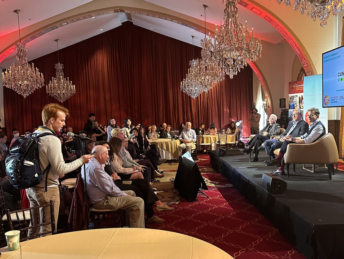 GovArnoldUSC's tweet photo. We’ve reached the student Q&A portion of the program! Outstanding questions from students at @USC. #ClimateForward23 #CommonGroundEvent @USCWrigley @USCPolFuture https://t.co/l6Wzzx85PS