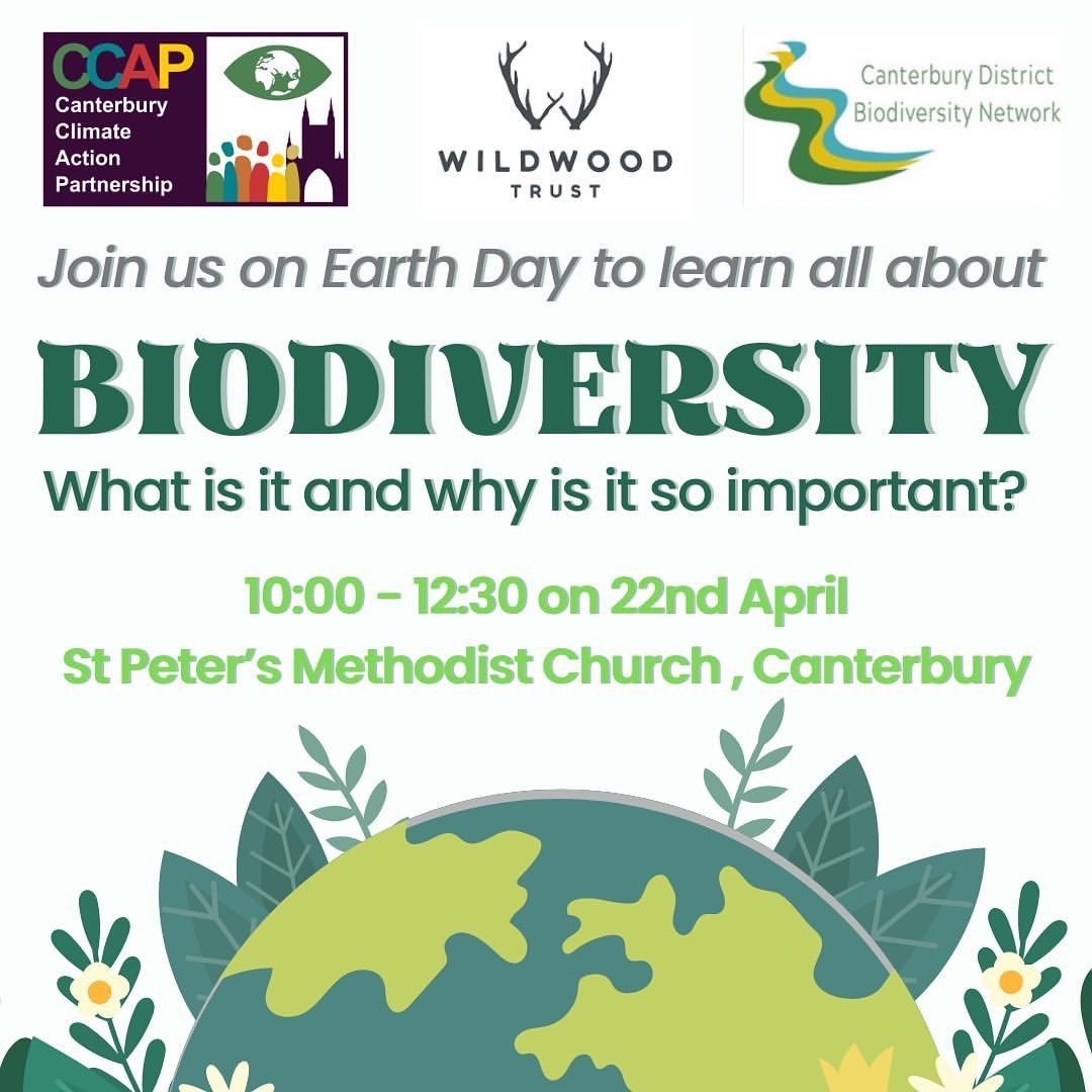 #Biodiversity! What is it? Why is it so important? Join us on #EarthDay as we hear from Paul Whitfield, Director General at @wildwoodtrustuk followed by panel discussion with @ccap_2030 &amp; #Canterbury Biodiversity Network. Refreshments available.

#climatechange #sustainability