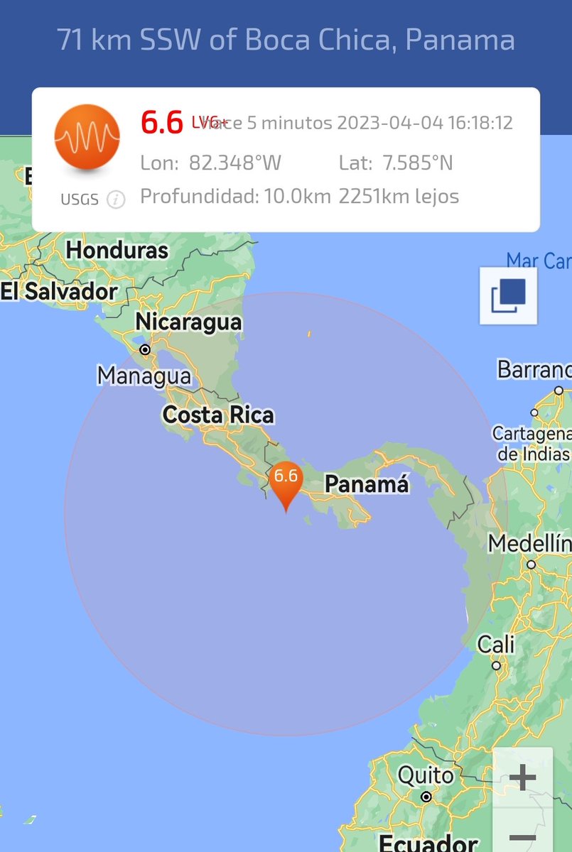 KaTetmx's tweet photo. Hace menos de 24 horas advertíamos de un #terremoto hasta 6.5 en América Central y justo acaba de impactar un preliminar 6.6 https://t.co/OR88B9sA41