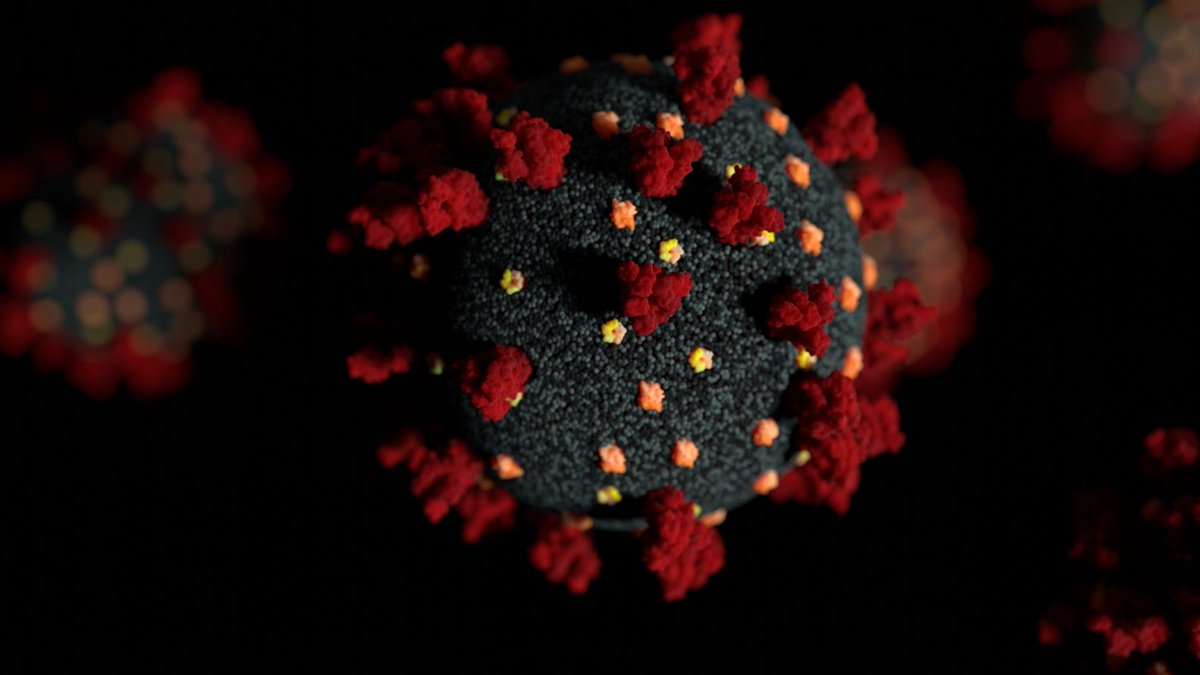 Brushing up some #blender3d skills this week... made some COVID 🤩🦠 using #MolecularNodes &amp; #GScatter