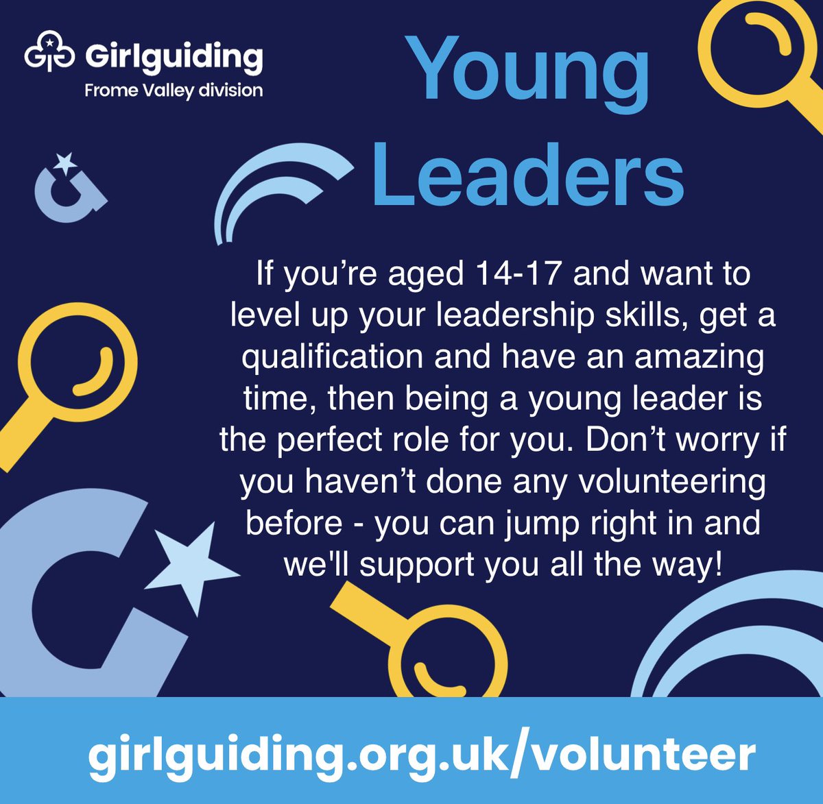 We help all girls know they can do anything! 
Opportunities for girls age 14-18.
Rangers - a space for you to get together, have fun and hang out.
Young Leaders - an opportunity to develop your leadership skills and do something for your community.

#Girlguiding #Volunteering
