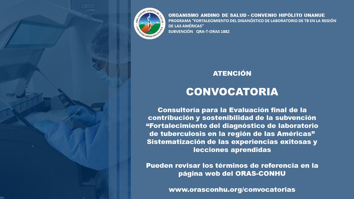 orasconhu's tweet photo. #Convocatoria #ProgramaTB Consultoría para la Evaluación final de la contribución y sostenibilidad del Proyecto TB. Sistematización de las experiencias exitosas y lecciones aprendidas
Pueden revisar los términos de referencia aquí: https://t.co/miR12uDnix https://t.co/KU9XgSLuzA