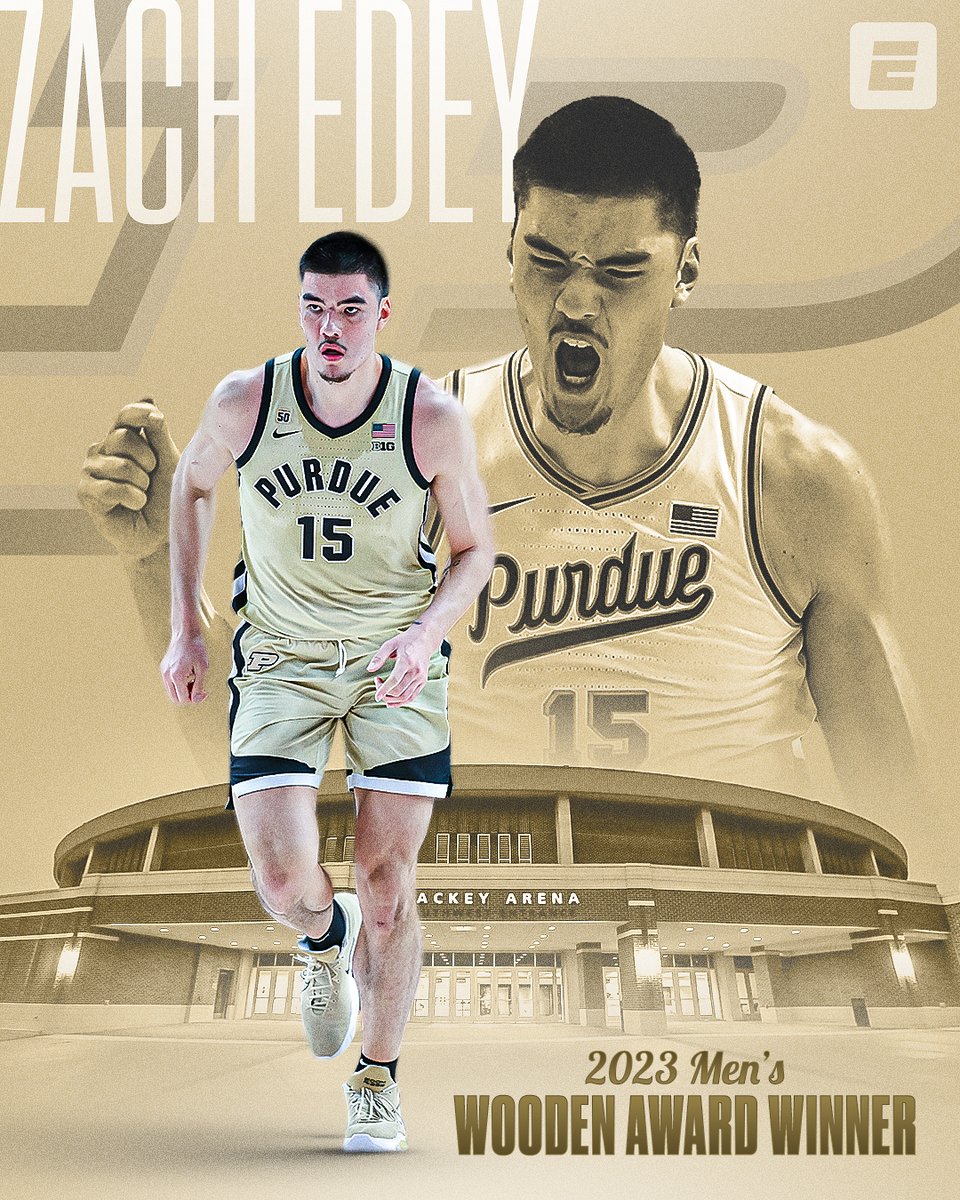 Zach Edey has won the 2023 men's Wooden Award as the national player of the year 👏 @BoilerBall