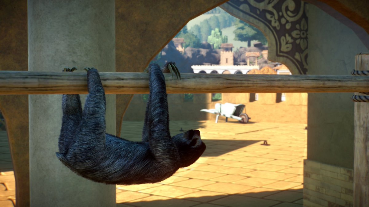 Wikz12's tweet photo. Finally got to play around with the new pieces, and I'm loving them so much! Today I built a sloth exhibit, in City of Dale, and it fits perfect, will finish up next time! Really happy for how this turned out. Here is a few shots. @PlanetZooGame #HobbitonZoo #TropicalPack #Sloths https://t.co/EGbWGHpN8O