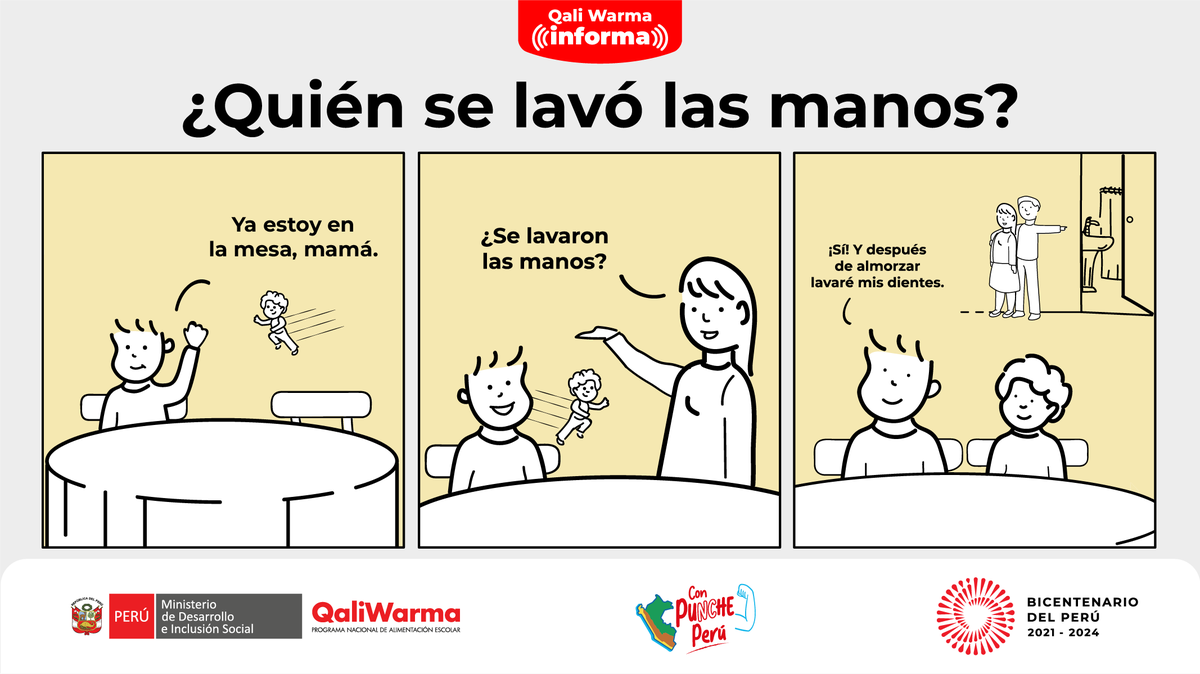 Midis_PNAEC's tweet photo. #RelatoInformativo | Antes de preparar o consumir tus alimentos es importante que laves tus manos con agua y jabón. Promovamos los #HábitosResponsables porque nos ayudan a estar bien de salud. #QaliWarmaInforma. https://t.co/wlOF5J0XEp