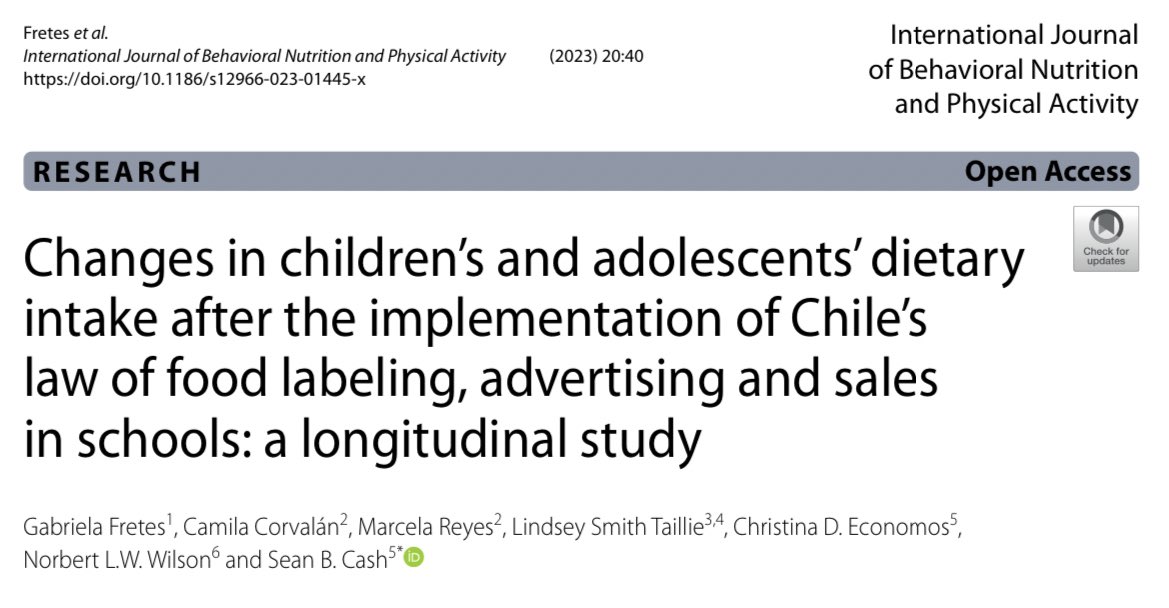 Glad to see this finally published! 🤓

A comprehensive set of school food regulations has potential for greater impact but actions in out-of-school settings should be strengthened to improve overall diets.

#foodenvironments #foodpolicy #foodlabeling #schoolfood