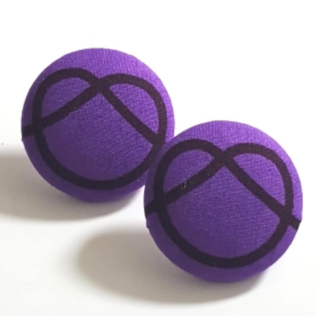 Purple Pretzel Fabric Wrapped Button Stud Post Earrings tuppu.net/6594cca2 #EtsySeller #BlackOwnedbusiness #ButtonEarrings #NaturesGroove #AfricanFashion