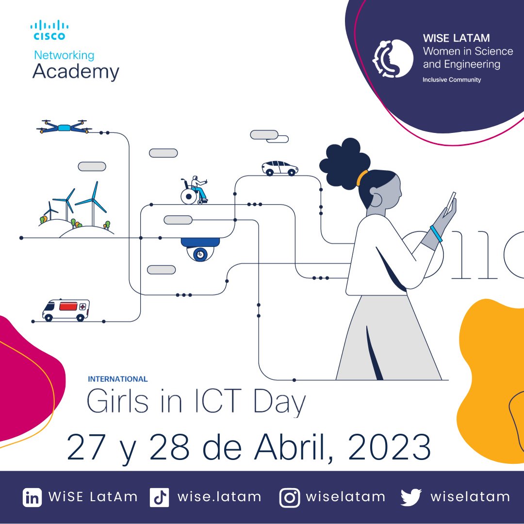 wiselatam's tweet photo. ¿Lista para Girl in ICT Day? 

Este 27 y 28 de abril tendremos 2 días llenos de actividades increibles para edades desde 11 años. 

No olvides registrarte y apartar tu lugar 

https://t.co/dyeTln1dzk https://t.co/rJWP8RK4R2