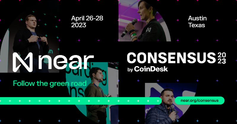 NEARProtocol's tweet photo. Near will be at Consensus on April 26-28. Learn all about the latest protocol and technological advancements from the Near Ecosystem, including the newly released Blockchain Operating System.