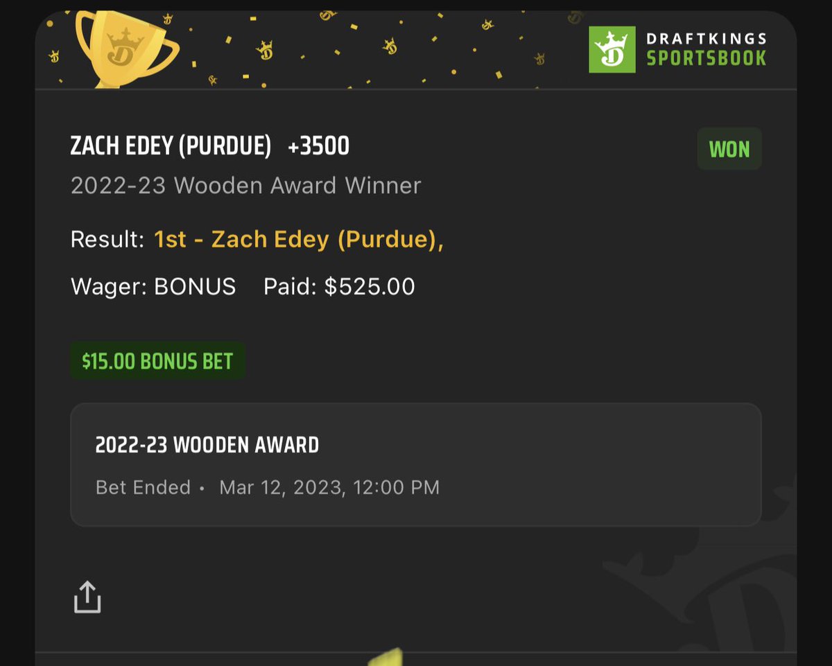 @BoilerBall @WoodenAward @zach_edey Believed in him from early November and it paid big time today! Congrats Zach!