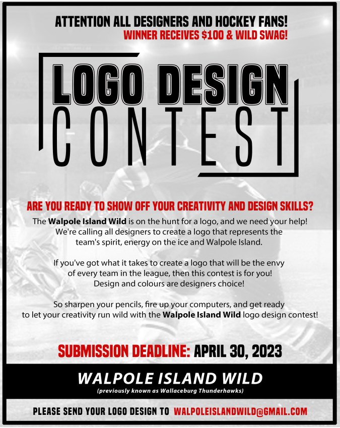 ThunderhawksJrC's tweet photo. Do you have a creative side? If so, the new Walpole Island Wild wants your help!

The Thunderhawks will be moving to Walpole next season.  In doing so, we are looking for some creative designs for use of a team logo!

Submit to WalpoleIslandWild@gmail.com before April 30, 2023 https://t.co/eUZ73OdQgU