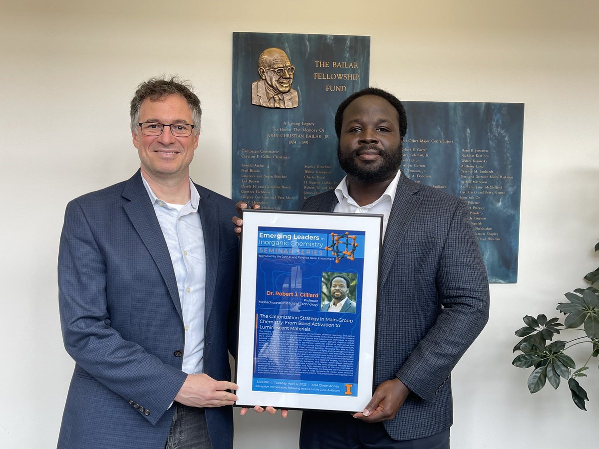 Honored to give the John C. And Florence Bailar Endowed Emerging Leaders in Inorganic Chemistry Lecture at University of Illinois Urbana-Champaign. Thanks to <a href="/MiricaGroup/">Mirica Group</a> for the kind invitation! Very nice visit!