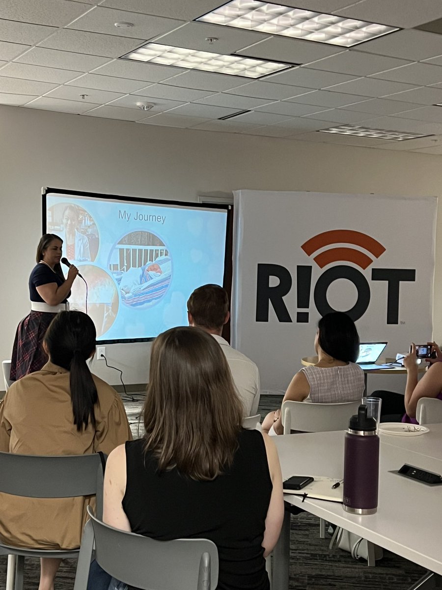 RIoTonSocial's tweet photo. Closing out tonight’s event is @trillitye from @BeFreeToFeed learn more about the cutting edge technology she’s working on. #femtech https://t.co/HlRAz41rYD