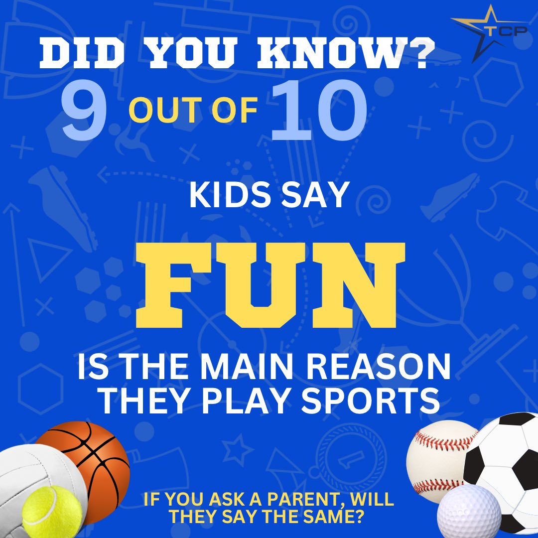 TheChampProject's tweet photo. If you ask a parent, do you think we would have the same response?
A little reminder that youth sports should prioritize play + having fun with friends. Winning isn’t always the end goal. ⭐️💙🏆✨
#youthsports #kidshavefun #letkidsplay #letkidsbekids https://t.co/8D66UQVwHa
