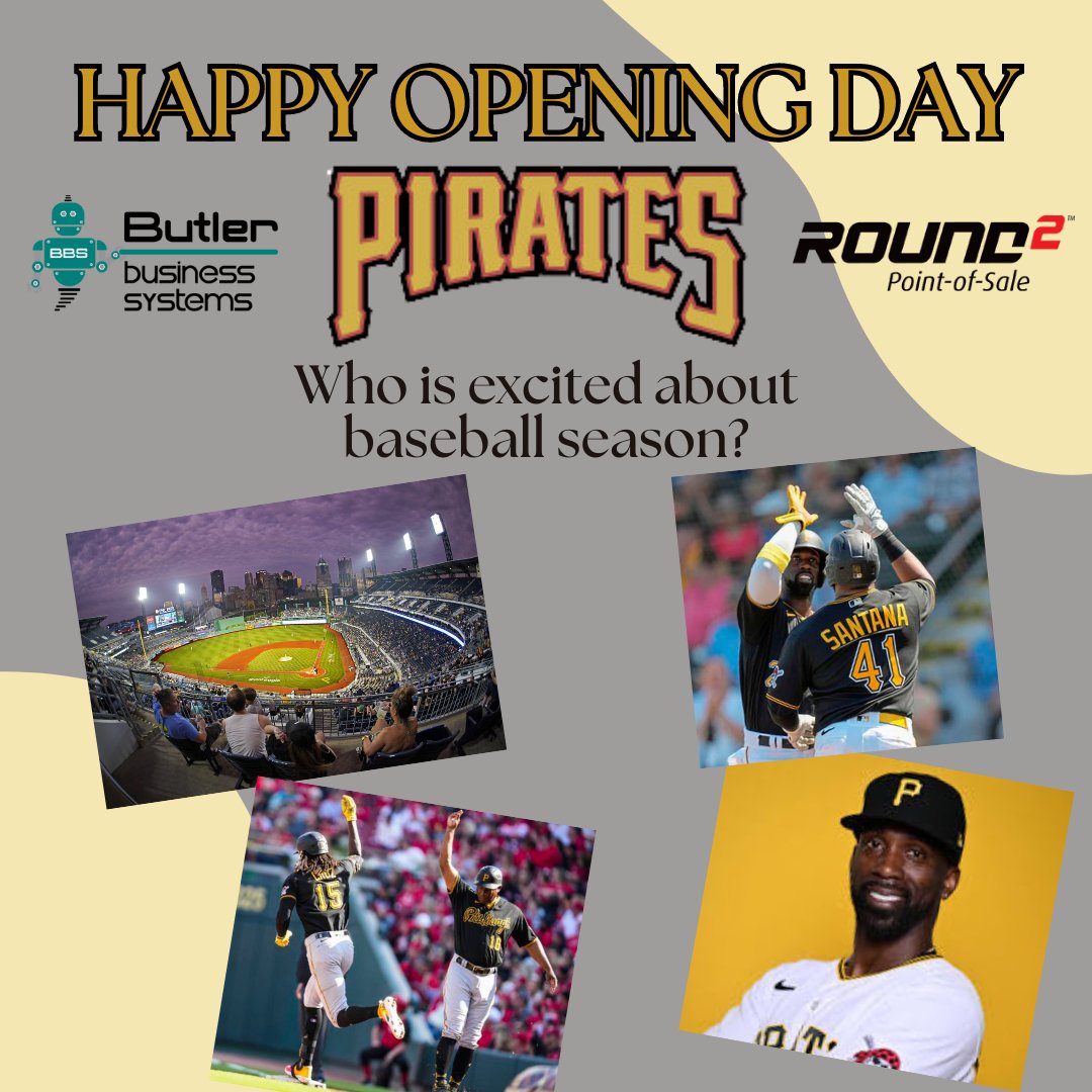 Happy baseball season!! Raise the Jolly Roger!  <a href="/Pirates/">Pittsburgh Pirates</a>  #butlerbizsys #PIRATES #pointofsales #OpeningDay2023