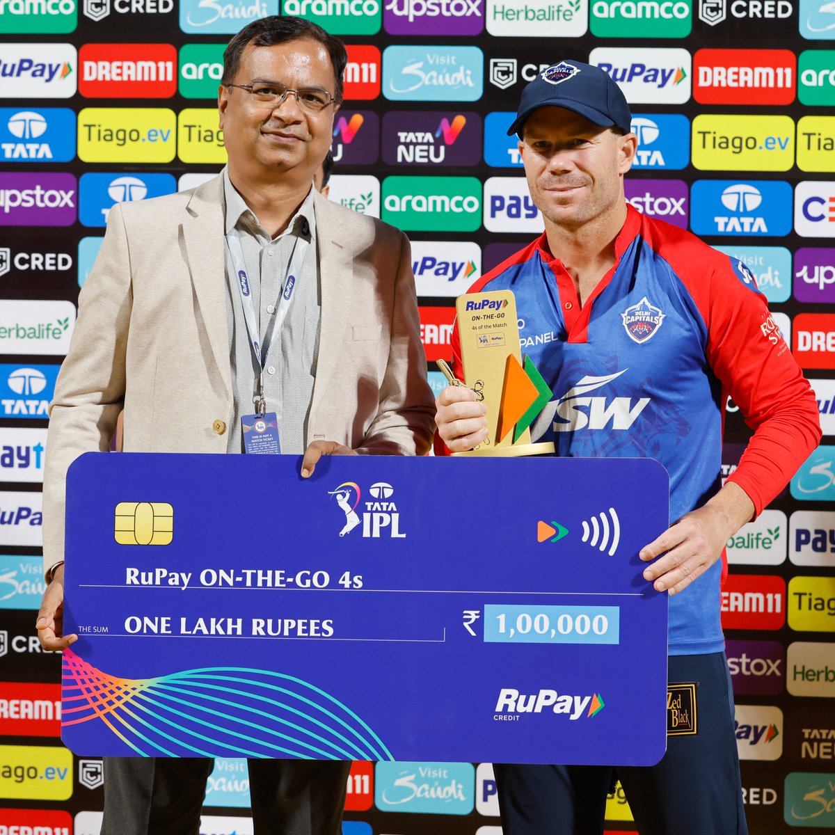 IPL's tweet photo. In Match 7️⃣ of #TATAIPL between #DC &amp; #GT

Here are the TIAGO.ev Electric Striker, Dream11 GameChanger &amp; RuPay On-The-Go 4s of the match award winners 👏

@Tatamotorsev | #Tiagoev | #Goev
@Dream11 | #SabKhelenge
@RuPay_npci | #RuPayCreditonUPI | #BeOnTheGo https://t.co/5QrKvtvdDQ