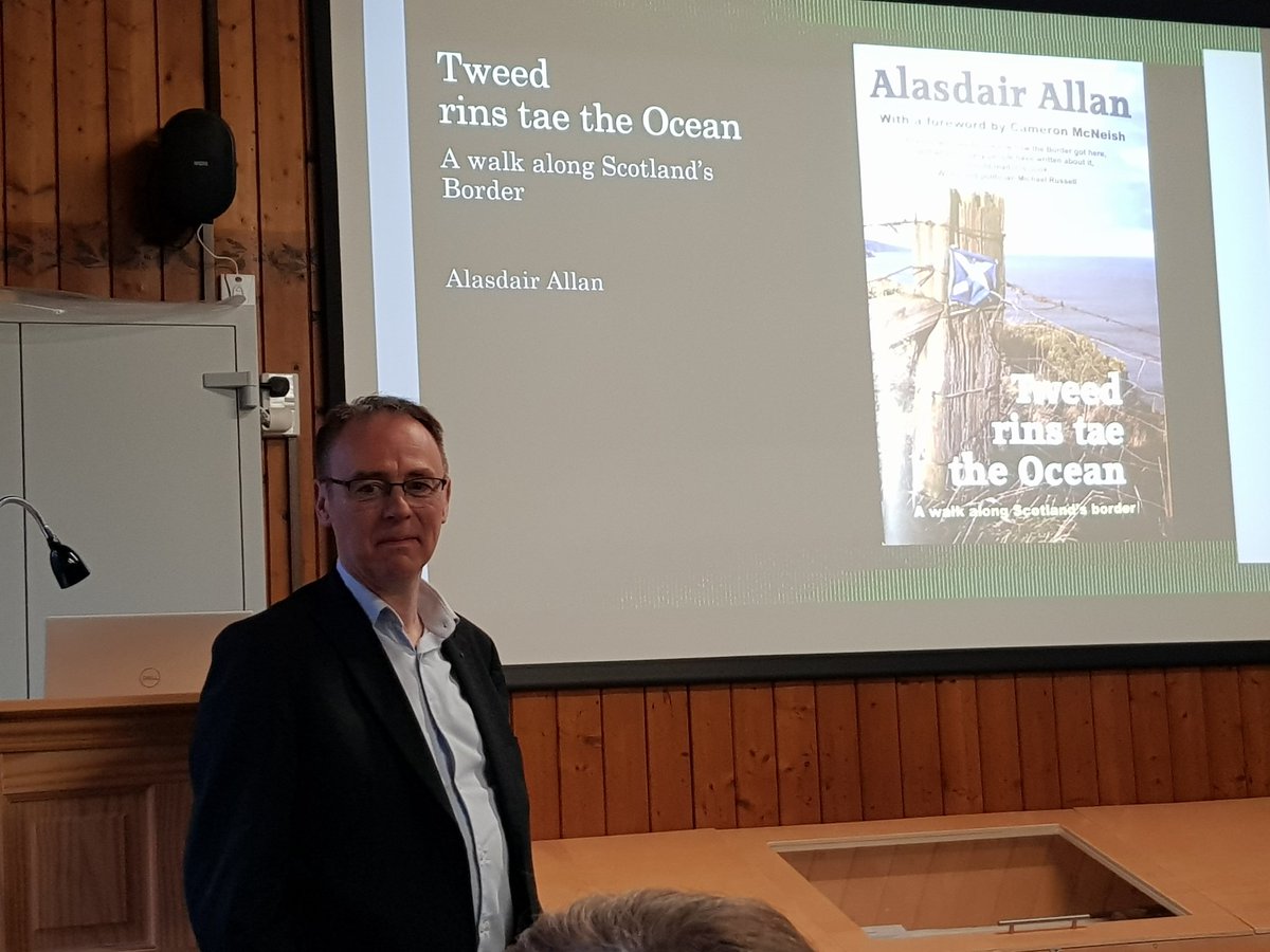 MamieMartinFund's tweet photo. Happy to be at #Yetholm #History Society listening to @alasdairallan talking about his book by @ThunderPointLtd. Royalties from the book go to @MamieMartinFund and @wiccioffice. #Borders #walking https://t.co/Rix8S4BEXH