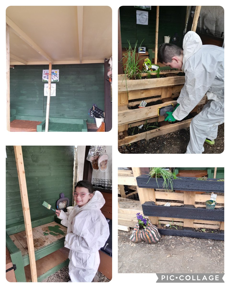 Suzieq1402's tweet photo. Thx E from @oakwoodG34 who painted the kitchen and C who painted  ceiling cream  and pallet with chalkboard paint. Mudkitchen , getting there . @FARE_Scotland Lochend Community Allotment @RHSSchools #CommunityGardenWeek @Jimmy_FARE @CultivationSt https://t.co/v19DlWFj9L