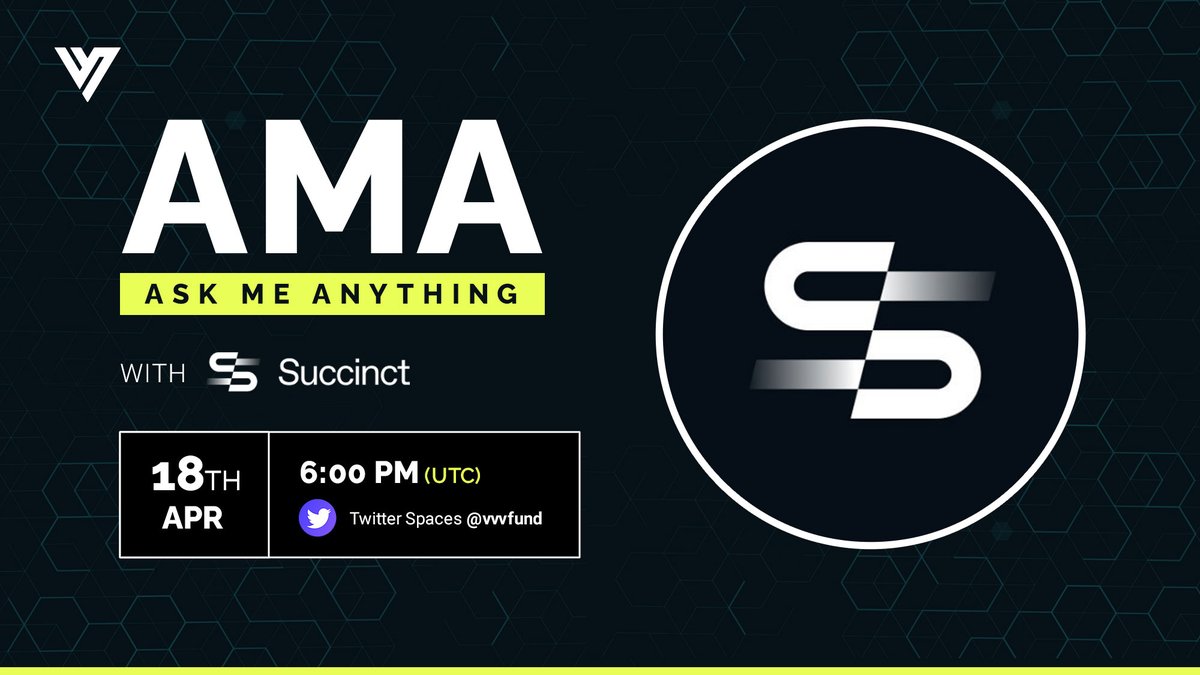 vvvdotnet's tweet photo. Join us for our upcoming AMA with @SuccinctLabs!

We'll be taking a deep dive into how they're building the end game of interoperability with zkSNARKs!

⏰ Set Reminder 👇
https://t.co/fYMfGYhzIW https://t.co/RP27HgeZQs